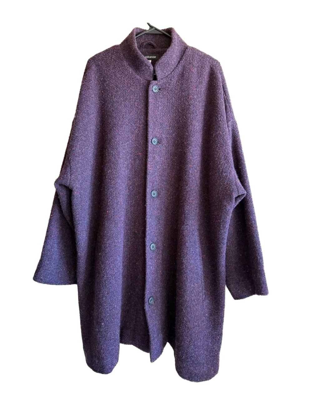 Eskandar Lander Coat Women’s Size 2-US 4-6 Purple Wool Dolman Sleeve Silk Lined